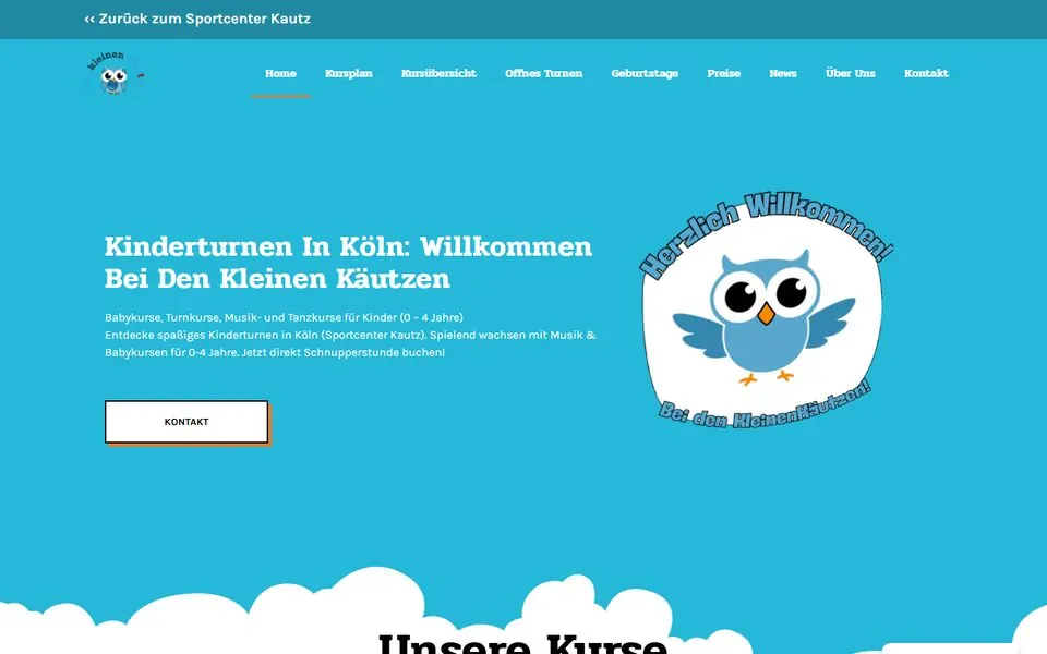 Startseite der Website am Rechner