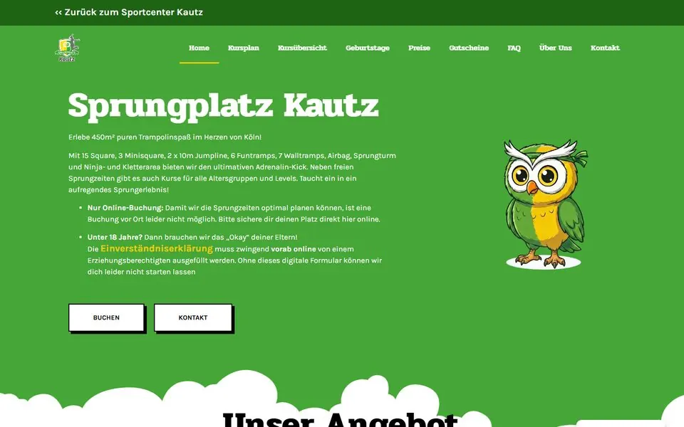 Startseite der Website am Rechner